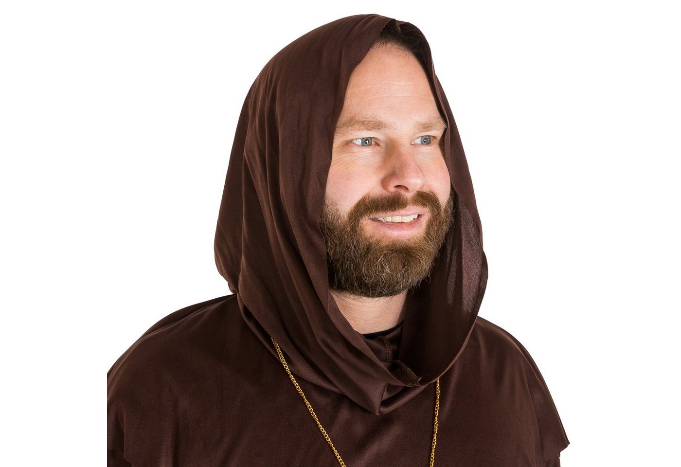 dressforfun Kostüm Priester/Geistlicher, in der Farbe braun, Kreuzkette als Highlight, Konfektionsgröße M, Mönchskutte, Separate Kapuze, Mit Bindegürtel Bild 3