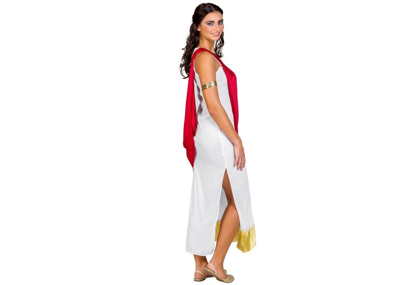 dressforfun Kostüm Griechische Göttin/Heilige, Gr. S, Goldenes Armband mit Pailletten, in weiß, Langes aufreizendes Kleid, Bordüre am Hals und am Saum Bild 2