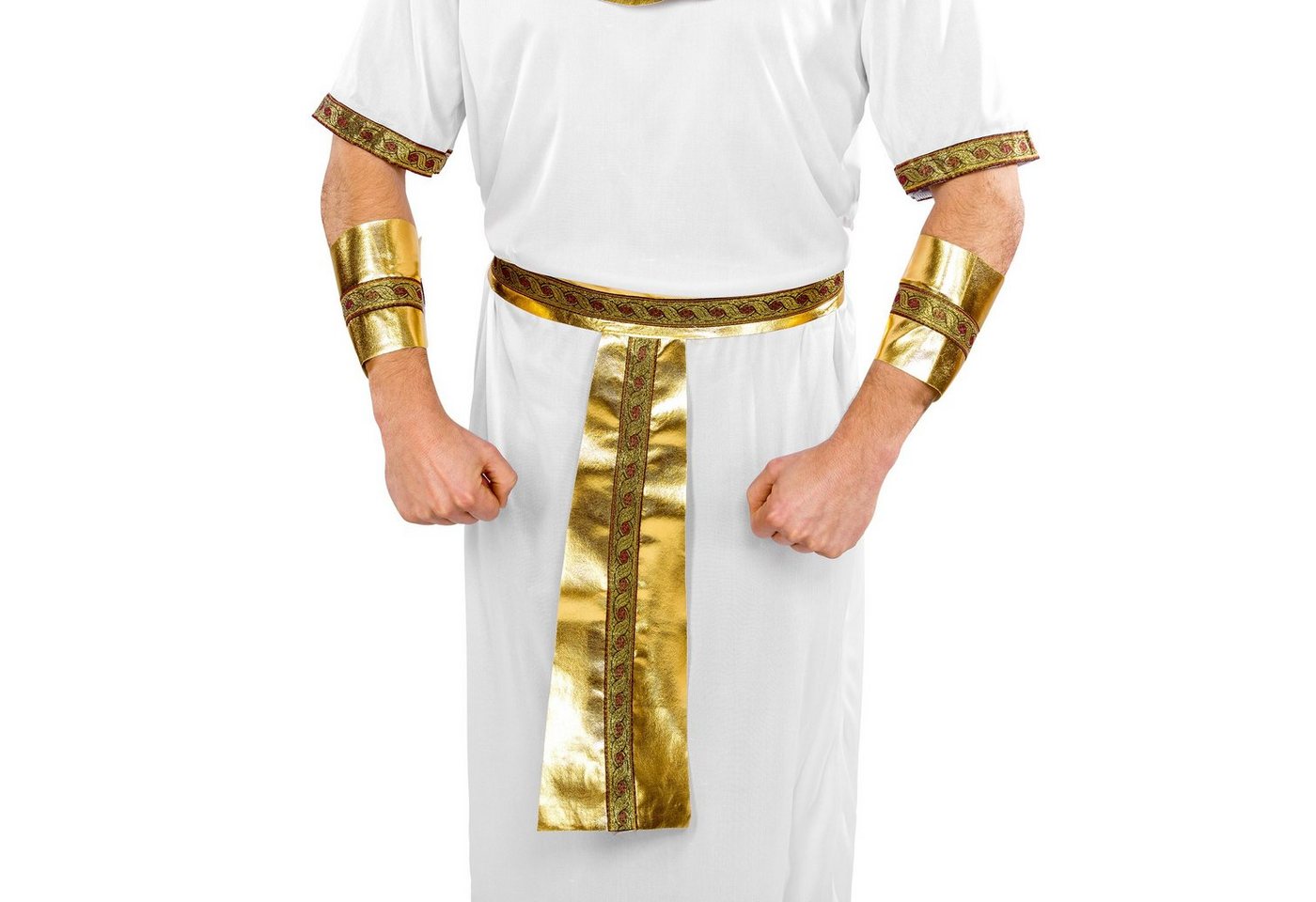 dressforfun Kostüm Pharao, auch Ägyptischer Herrscher, in weiß, Gr. XL, Bindegürtel, Schöner Kragen bindbar, Bequemes Gewand mit Bordüre an den Ärmeln Bild 3