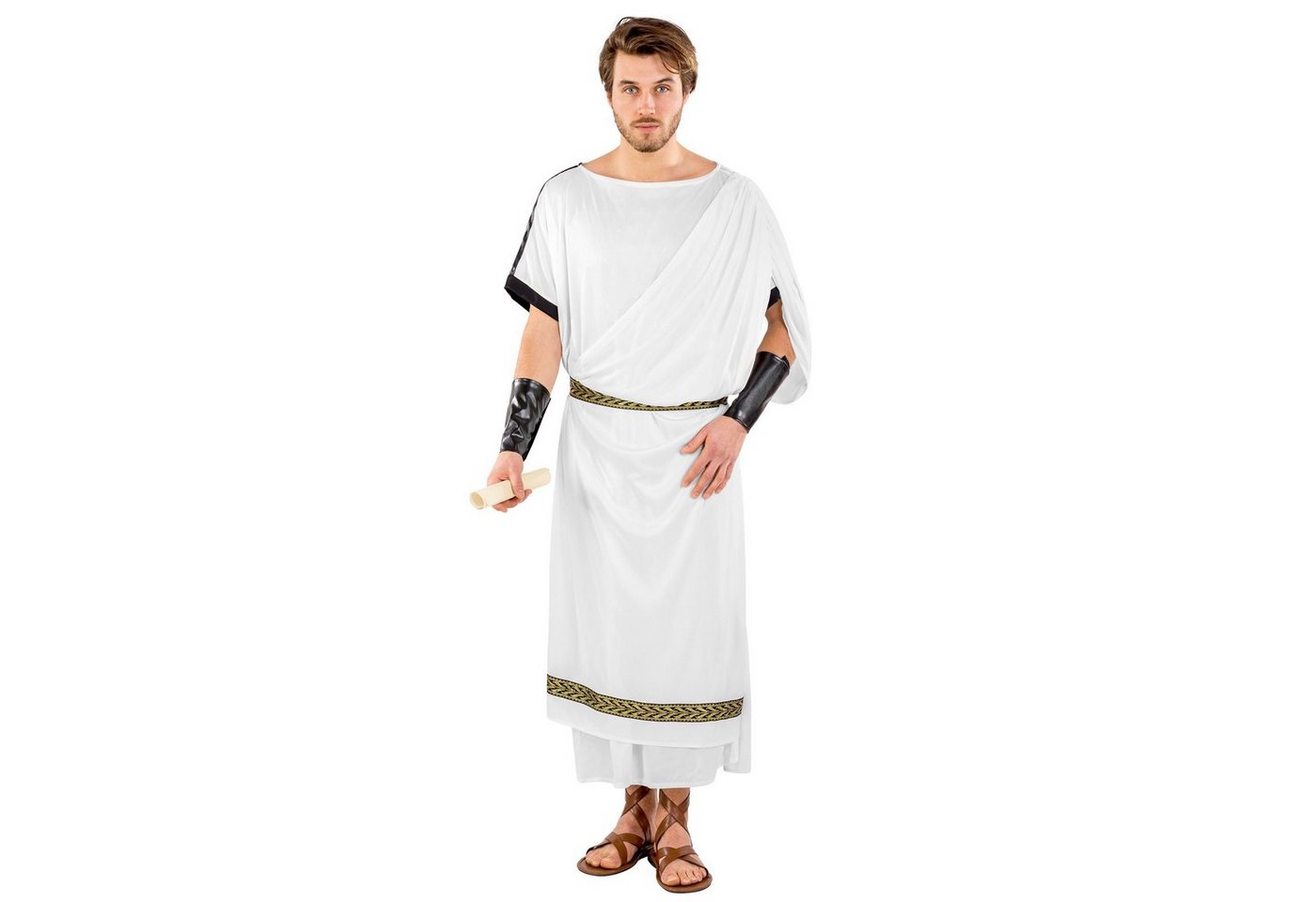 dressforfun Kostüm Antike Gestalt/Adelsfigur, Gr. L/XL, Armstulpen mit Klettverschl., in weiß, Lange Toga, Gürtel auch im Brokat-Stil mit Klettverschl. Bild 4