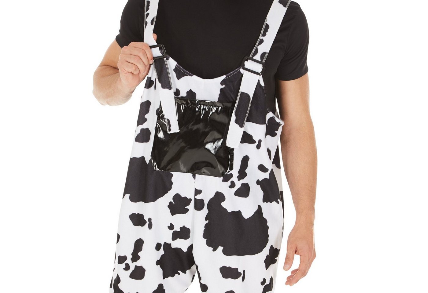 dressforfun Kostüm Rindvieh/Kalb, in schwarz/weiß, Gr. L, Coole und fetzige Latzhose, Weicher Flauschstoff, Große Latzhose vorn, Inkl. bequemen T-Shirt Bild 2