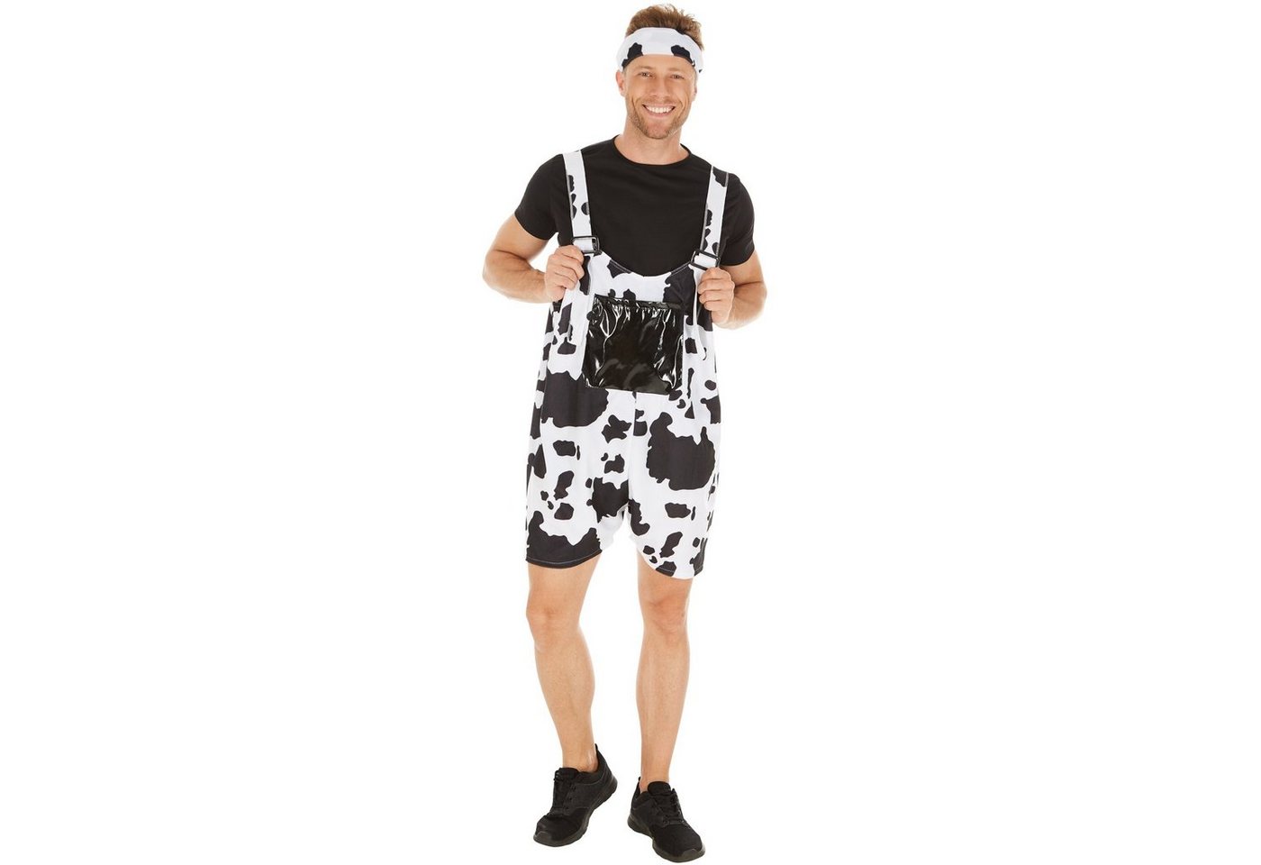 dressforfun Kostüm Rindvieh/Kalb, in schwarz/weiß, Gr. L, Coole und fetzige Latzhose, Weicher Flauschstoff, Große Latzhose vorn, Inkl. bequemen T-Shirt Bild 5