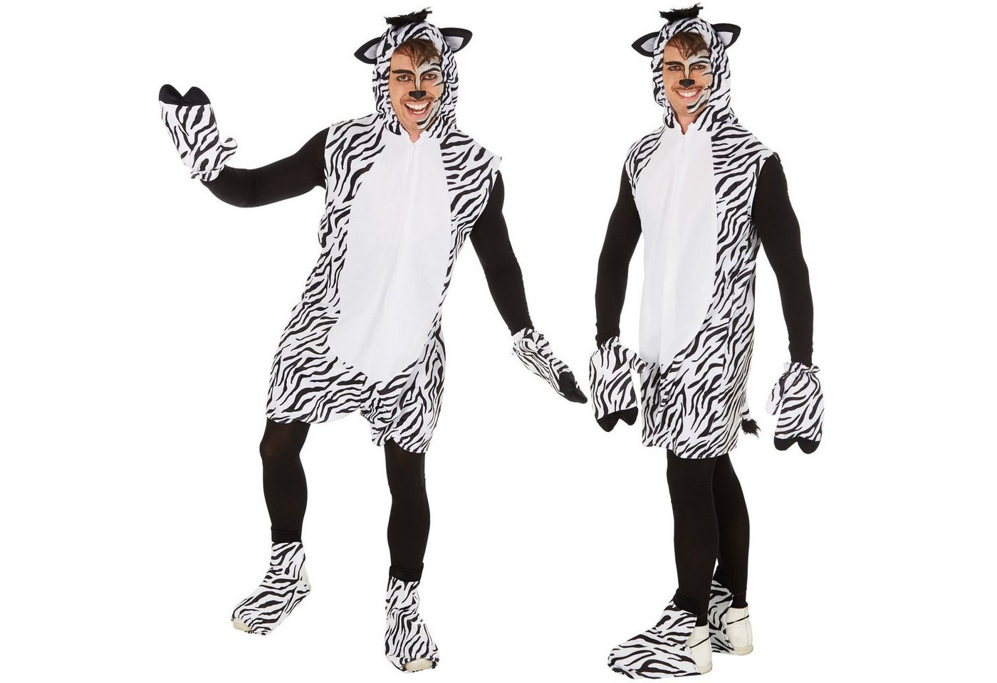 dressforfun Kostüm Zebraanzug/Streifenpferd, in schwarz/weiß, Gr. XL, Inkl. Handschuhe, Aus weichem Fellimitat, Beinstulpen und Ganzkörperstrumpfhose