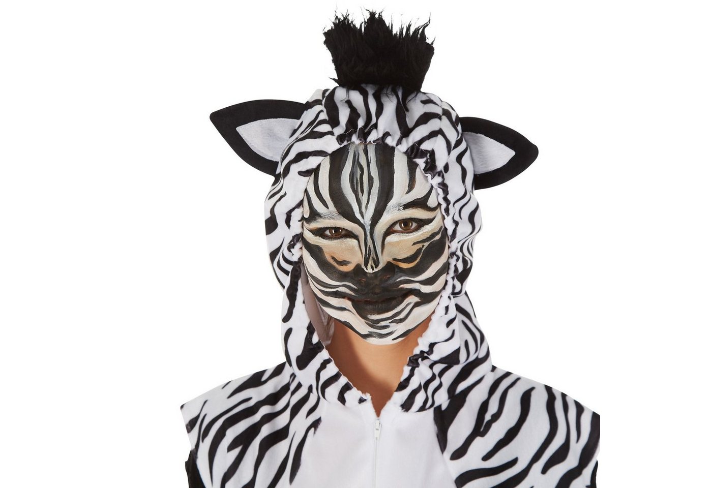 dressforfun Kostüm Zebraanzug/Streifenpferd, in schwarz/weiß, Gr. XL, Inkl. Handschuhe, Aus weichem Fellimitat, Beinstulpen und Ganzkörperstrumpfhose Bild 3
