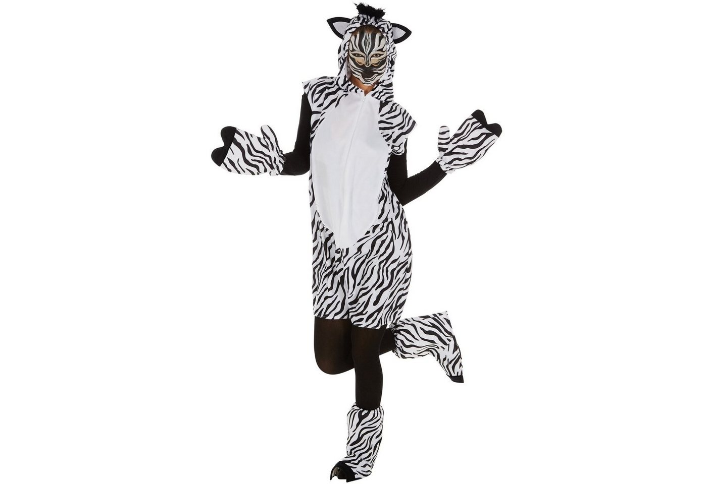 dressforfun Kostüm Zebraanzug/Streifenpferd, in schwarz/weiß, Gr. XL, Inkl. Handschuhe, Aus weichem Fellimitat, Beinstulpen und Ganzkörperstrumpfhose Bild 4