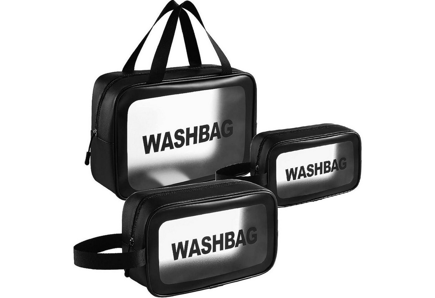 LuxusKollektion Kosmetiktasche Kosmetiktasche Transparent 3er Set Wasserdicht Schwarz Bild 3