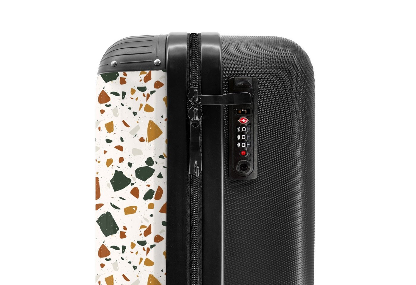 NoBoringSuitcases.com© Hartschalen-Trolley Terrazzo-Muster rost-ocker 55x35x20cm, Kinder Koffer Klein, Trolley Handgepäck, Reisekoffer Bild 2