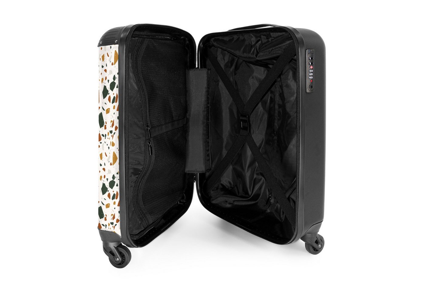 NoBoringSuitcases.com© Hartschalen-Trolley Terrazzo-Muster rost-ocker 55x35x20cm, Kinder Koffer Klein, Trolley Handgepäck, Reisekoffer Bild 3