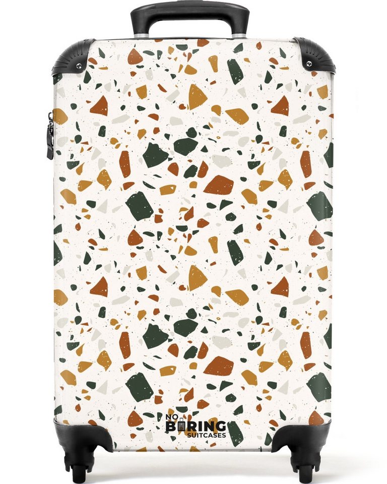 NoBoringSuitcases.com© Hartschalen-Trolley Terrazzo-Muster rost-ocker 55x35x20cm, Kinder Koffer Klein, Trolley Handgepäck, Reisekoffer Bild 4