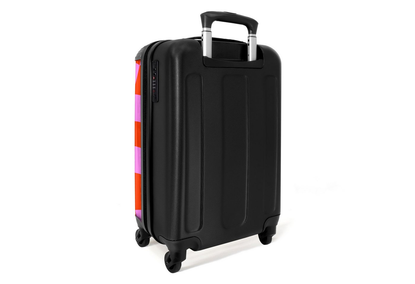 NoBoringSuitcases.com© Hartschalen-Trolley Gewelltes Schachbrettmuster in Rot und Rosa 55x35x20cm, Handgepäck Koffer & Trolleys, Luggage, Reisekoffer Frauen Bild 3