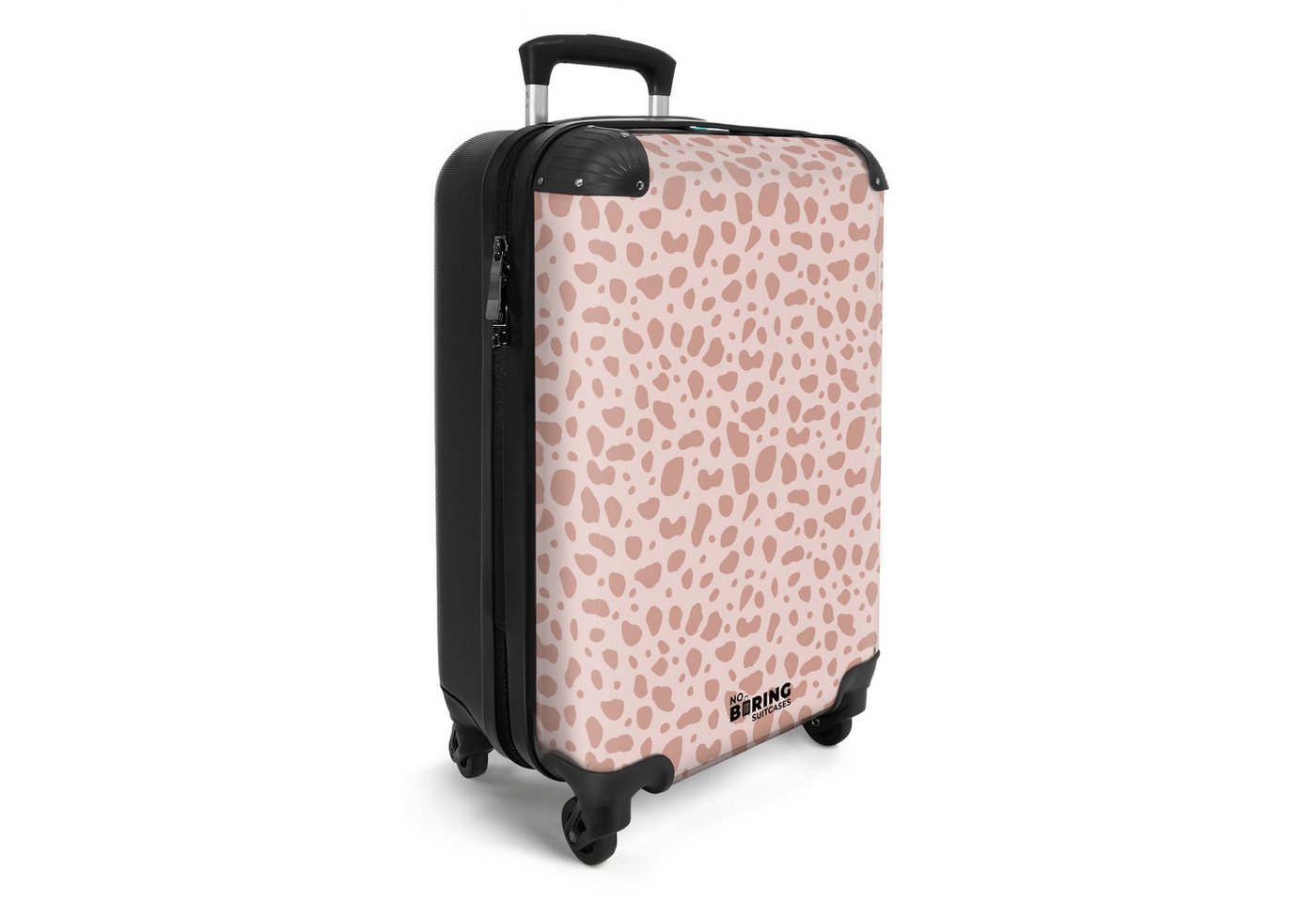 NoBoringSuitcases.com© Hartschalen-Trolley Leopardenmuster auf Puderrosa 55x35x20cm, Handgepäck Koffer & Trolleys, Luggage, Reisekoffer Frauen