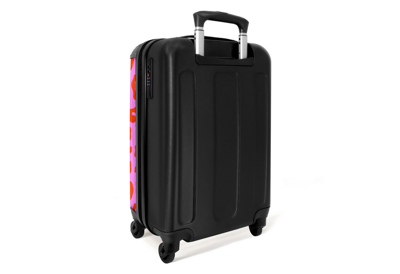 NoBoringSuitcases.com© Hartschalen-Trolley Pantherdruck in Rot auf rosa Hintergrund 55x35x20cm, Handgepäck Koffer & Trolleys, Luggage, Reisekoffer Frauen Bild 3