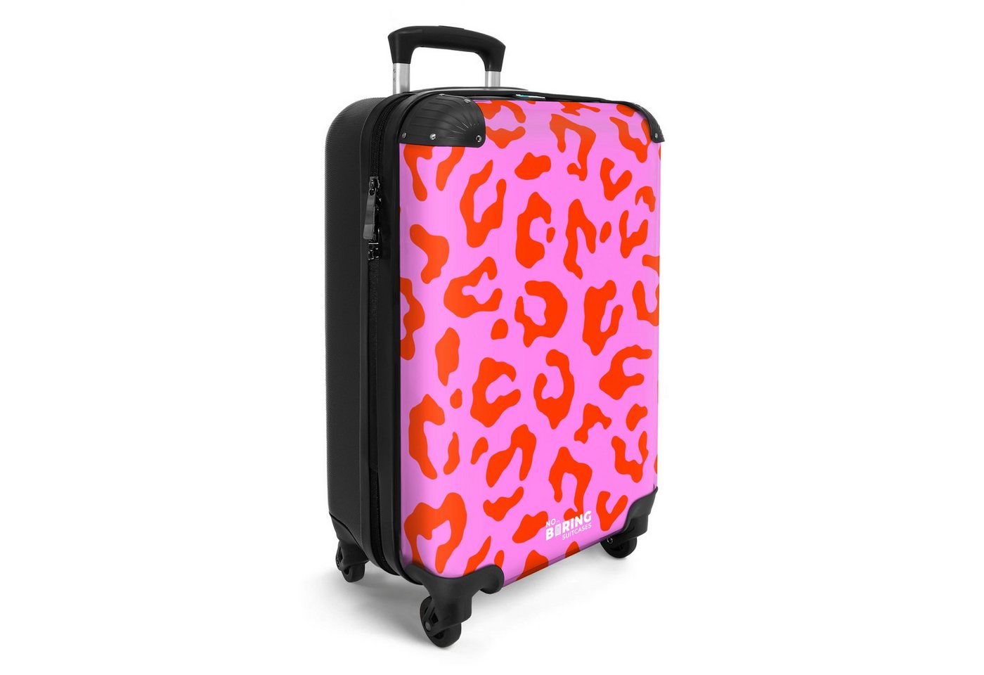 NoBoringSuitcases.com© Hartschalen-Trolley Pantherdruck in Rot auf rosa Hintergrund 55x35x20cm, Handgepäck Koffer & Trolleys, Luggage, Reisekoffer Frauen Bild 5