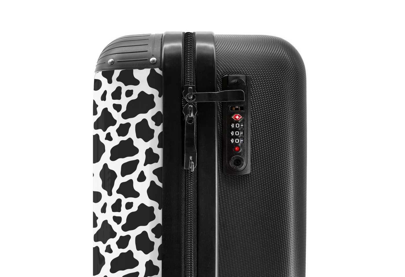 NoBoringSuitcases.com© Hartschalen-Trolley Schwarze und weiße Kuhflecken 55x35x20cm, 4 Rollen, Reisetasche mit Rollen, Koffer Handgepäck Flugzeug Bild 2