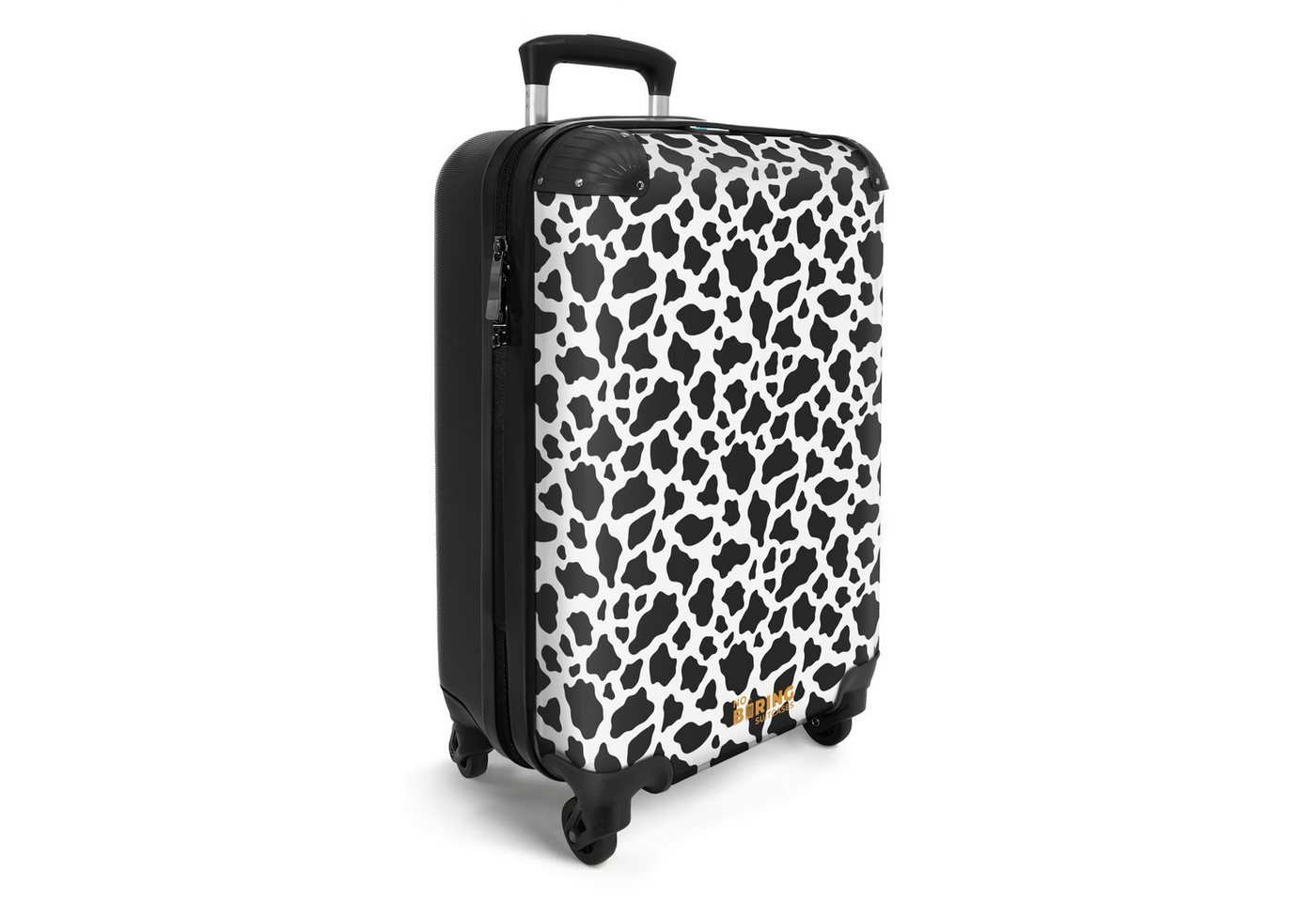 NoBoringSuitcases.com© Hartschalen-Trolley Schwarze und weiße Kuhflecken 55x35x20cm, 4 Rollen, Reisetasche mit Rollen, Koffer Handgepäck Flugzeug Bild 5