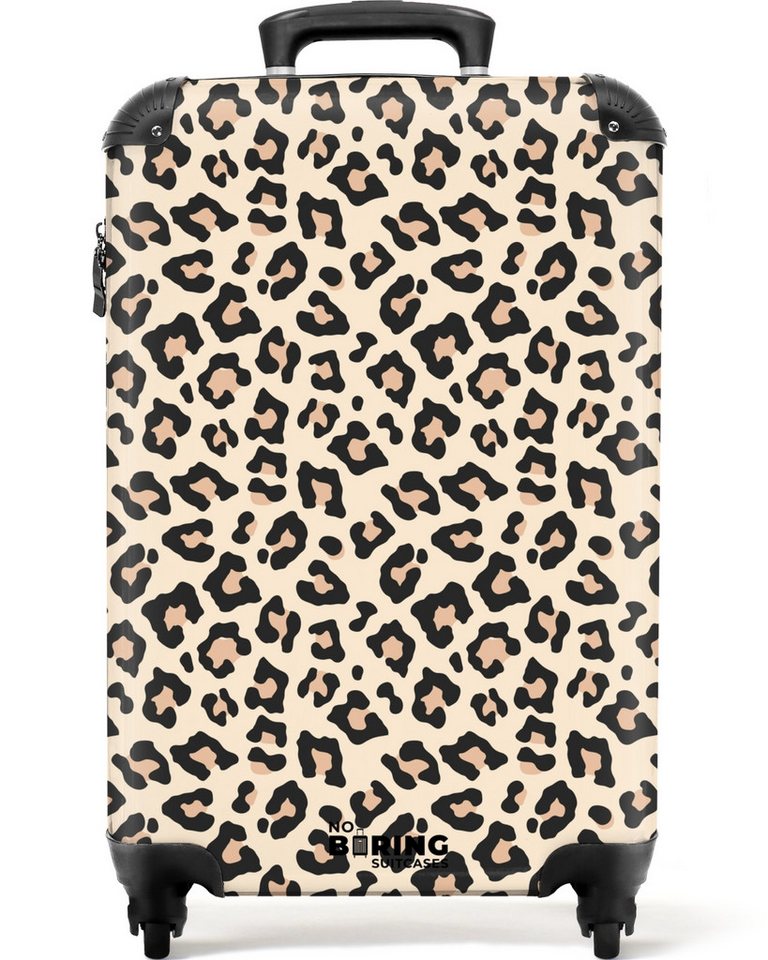 NoBoringSuitcases.com© Hartschalen-Trolley Beigefarbenes Leopardenfleckenmuster 55x35x20cm, 4 Rollen, Reisetasche mit Rollen, Koffer Handgepäck Flugzeug