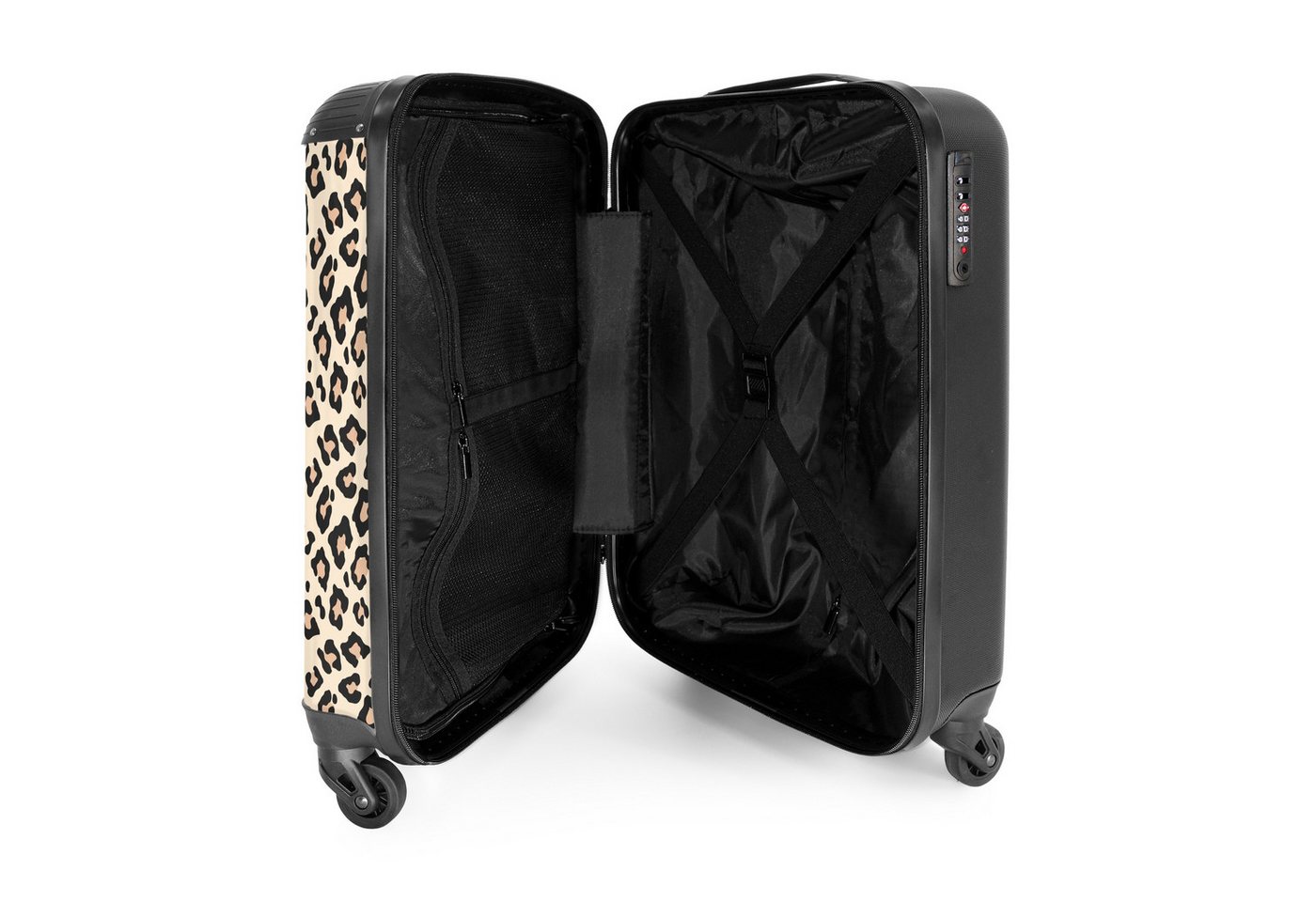 NoBoringSuitcases.com© Hartschalen-Trolley Beigefarbenes Leopardenfleckenmuster 55x35x20cm, 4 Rollen, Reisetasche mit Rollen, Koffer Handgepäck Flugzeug Bild 3
