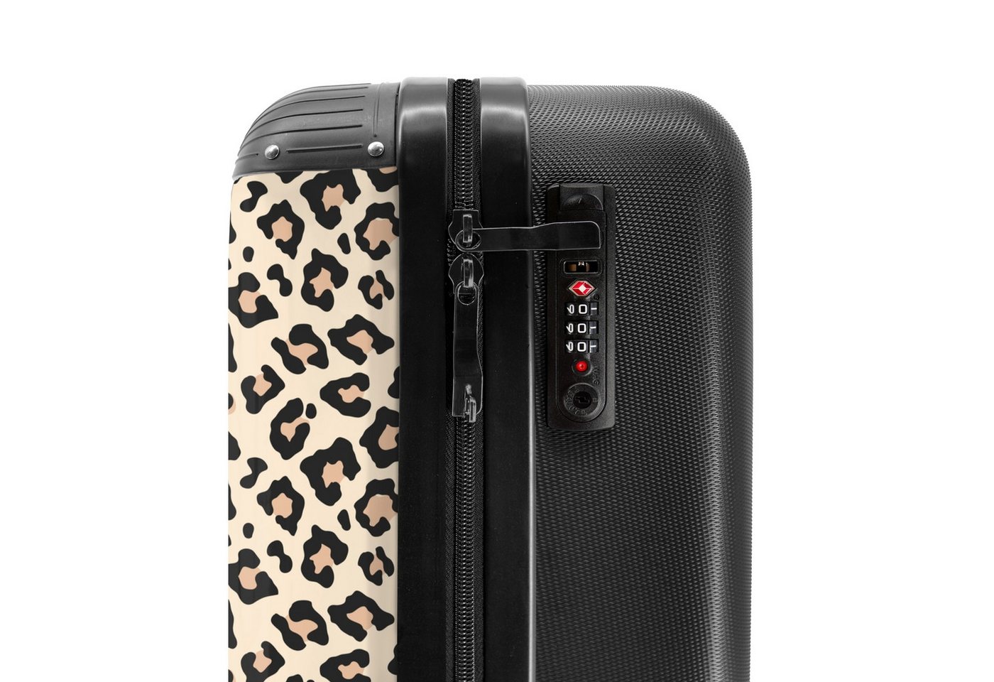 NoBoringSuitcases.com© Hartschalen-Trolley Beigefarbenes Leopardenfleckenmuster 55x35x20cm, 4 Rollen, Reisetasche mit Rollen, Koffer Handgepäck Flugzeug Bild 5