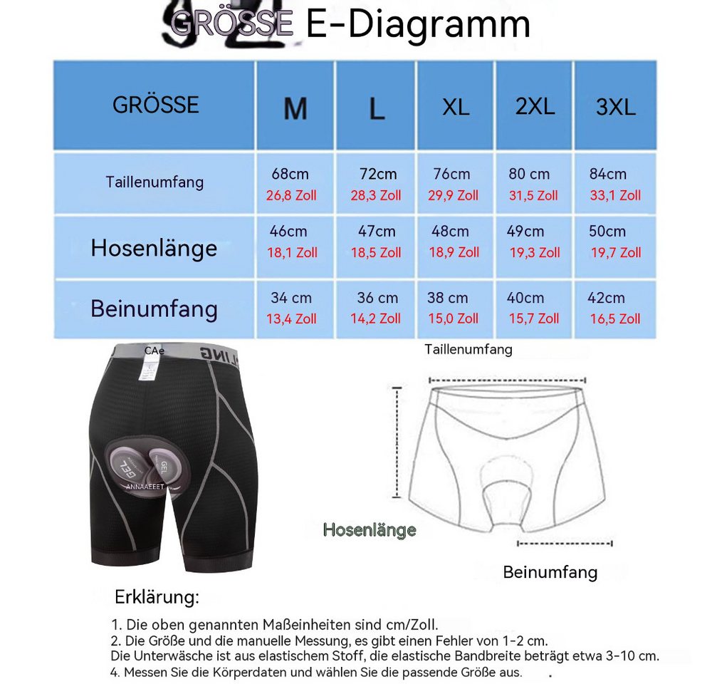 Blusmart Radlerhose Herren-Radunterwäsche-Shorts, 5D-gepolstert (Liner-Shorts mit rutschfesten Beingriffen, Stoßfest, atmungsaktiv, Schnelltrocknend, elastisch) Für Sport, Reiten, Fahrrad, Fahrrad, MTB Bild 4