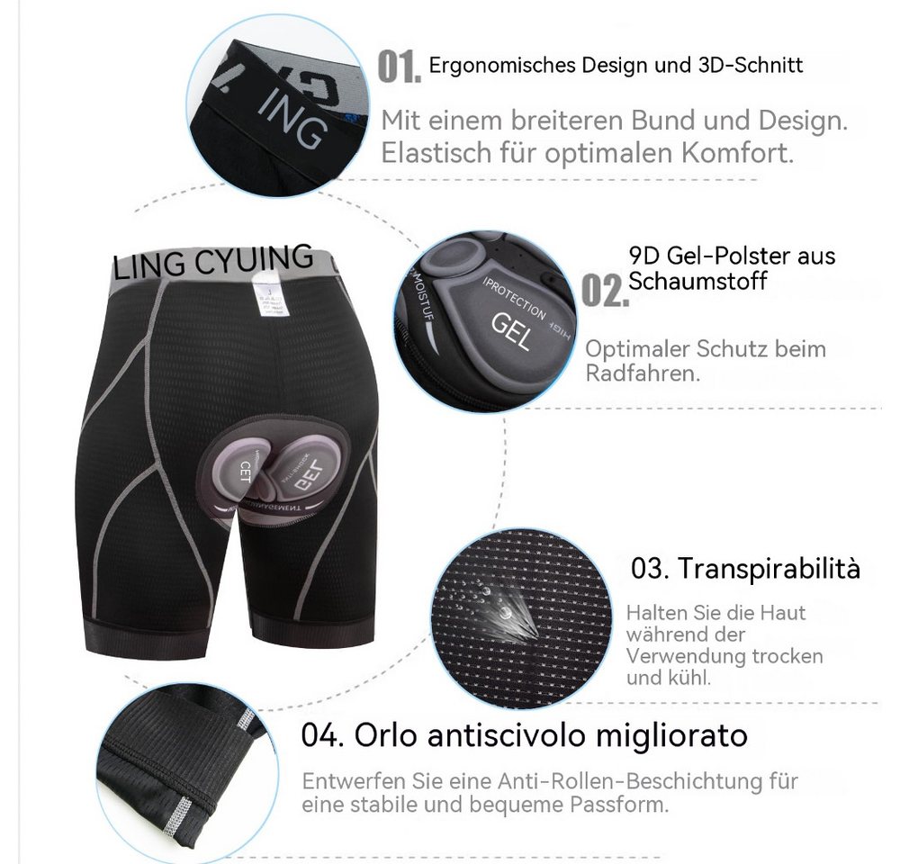 Blusmart Radlerhose Herren-Radunterwäsche-Shorts, 5D-gepolstert (Liner-Shorts mit rutschfesten Beingriffen, Stoßfest, atmungsaktiv, Schnelltrocknend, elastisch) Für Sport, Reiten, Fahrrad, Fahrrad, MTB Bild 5