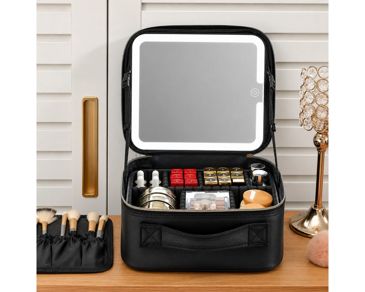R2 Invest Kosmetikkoffer mit LED Spiegel Reise Kosmetiktasche Organizer Bild 4