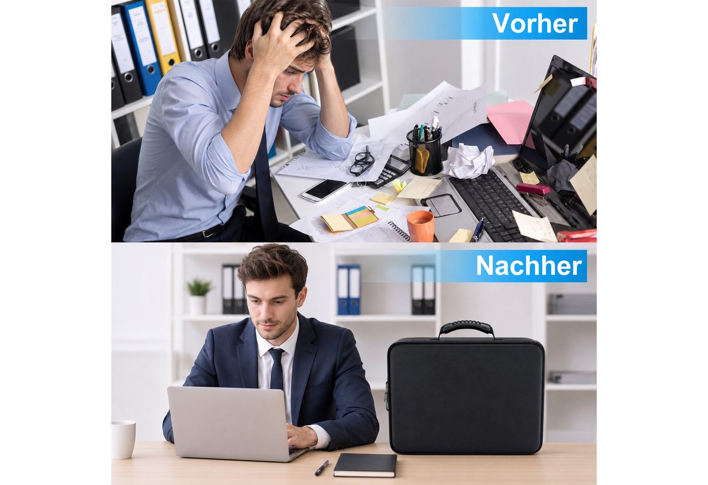 Mutig Dokumententasche Feuerfeste Dokumentenbox, Dokumententasche handtasche (Wasserfeste Dokumenten-Organizer, 5200°F A4, Etiketten, Tragbare Aktentasche Zuhause und Büro, mit 7 Fächer & 16 Kartenfächer), für Büro,im Auto, im Safe oder,sondern auch auf Reisen mitnehmen Bild 2