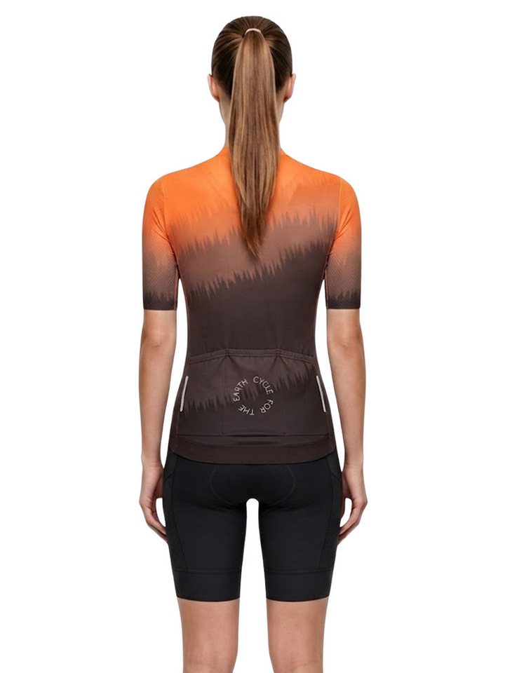Wulibike Radtrikot Damen Fahrrad-Set Sunset Race Fit, ultraleichte Fahrradbekleidungsset (2-tlg) Zweiteiliges Set mit Kurzarm-Radtrikot und Trägerhose für Damen