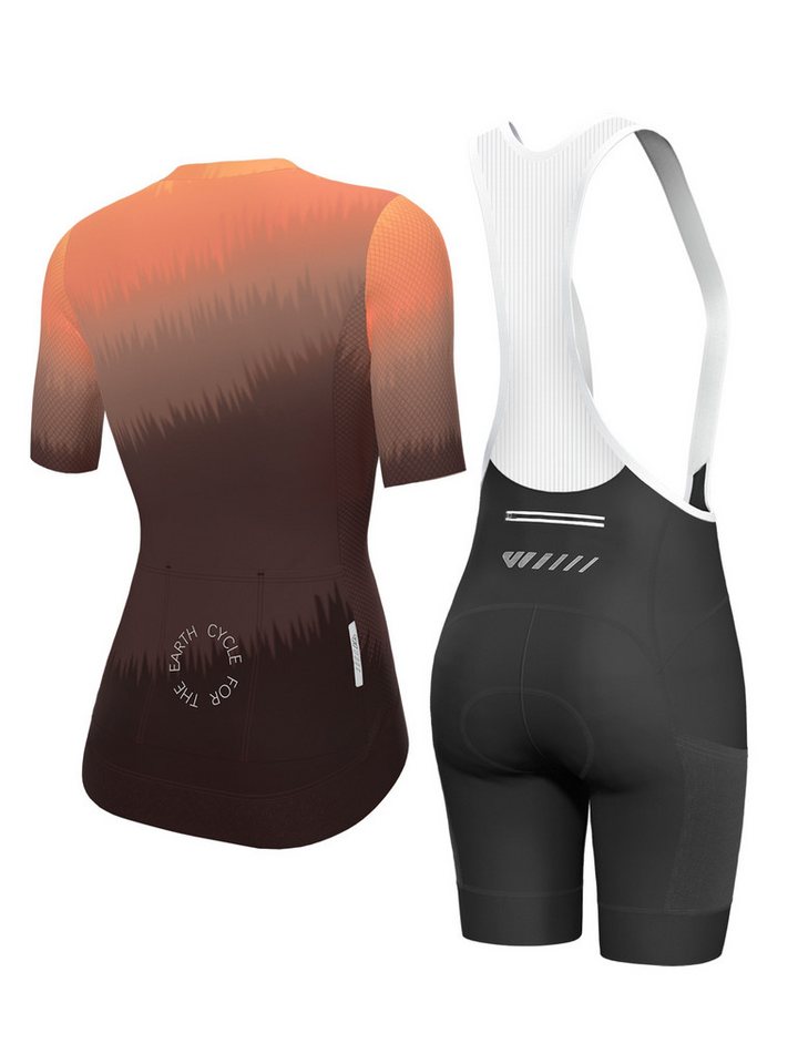 Wulibike Radtrikot Damen Fahrrad-Set Sunset Race Fit, ultraleichte Fahrradbekleidungsset (2-tlg) Zweiteiliges Set mit Kurzarm-Radtrikot und Trägerhose für Damen Bild 5