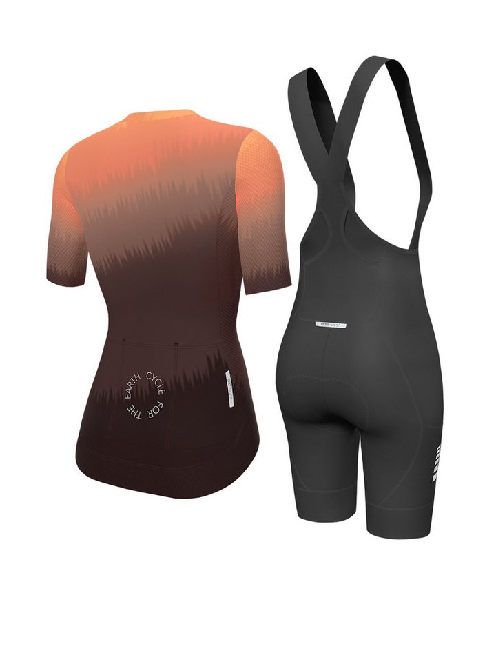 Wulibike Radtrikot Damen Radsport-Set, All-Road Race-Fit Aero Kurzarm (2-tlg) Fahrradbekleidungsset mit Trikot und stützenden High-Waist-Bib-Shorts Bild 2