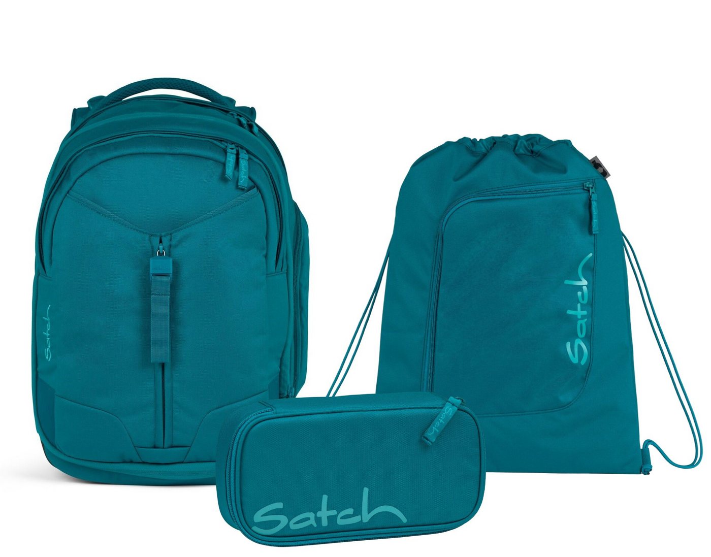 Satch Schulranzen Schulrucksack-Set MATCH Deep Petrol 3-teilig, Kollektion 2024 (3-teilig), Laptop-Fach, Your-Size-System, Schulranzen Bild 2