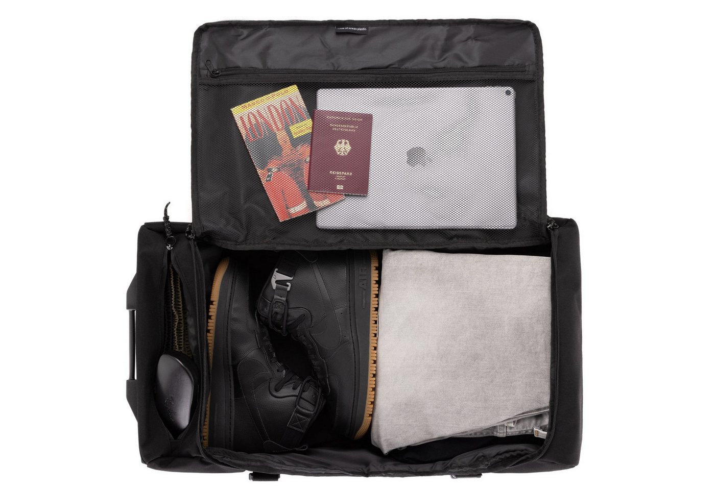SONS OF ALOHA Reisetasche Reisetasche mit Rollen groß Duffle bag Zoll schwarz, Reisetasche mit Rollen aus wasserabweisendem recyceltem Plastik Bild 3