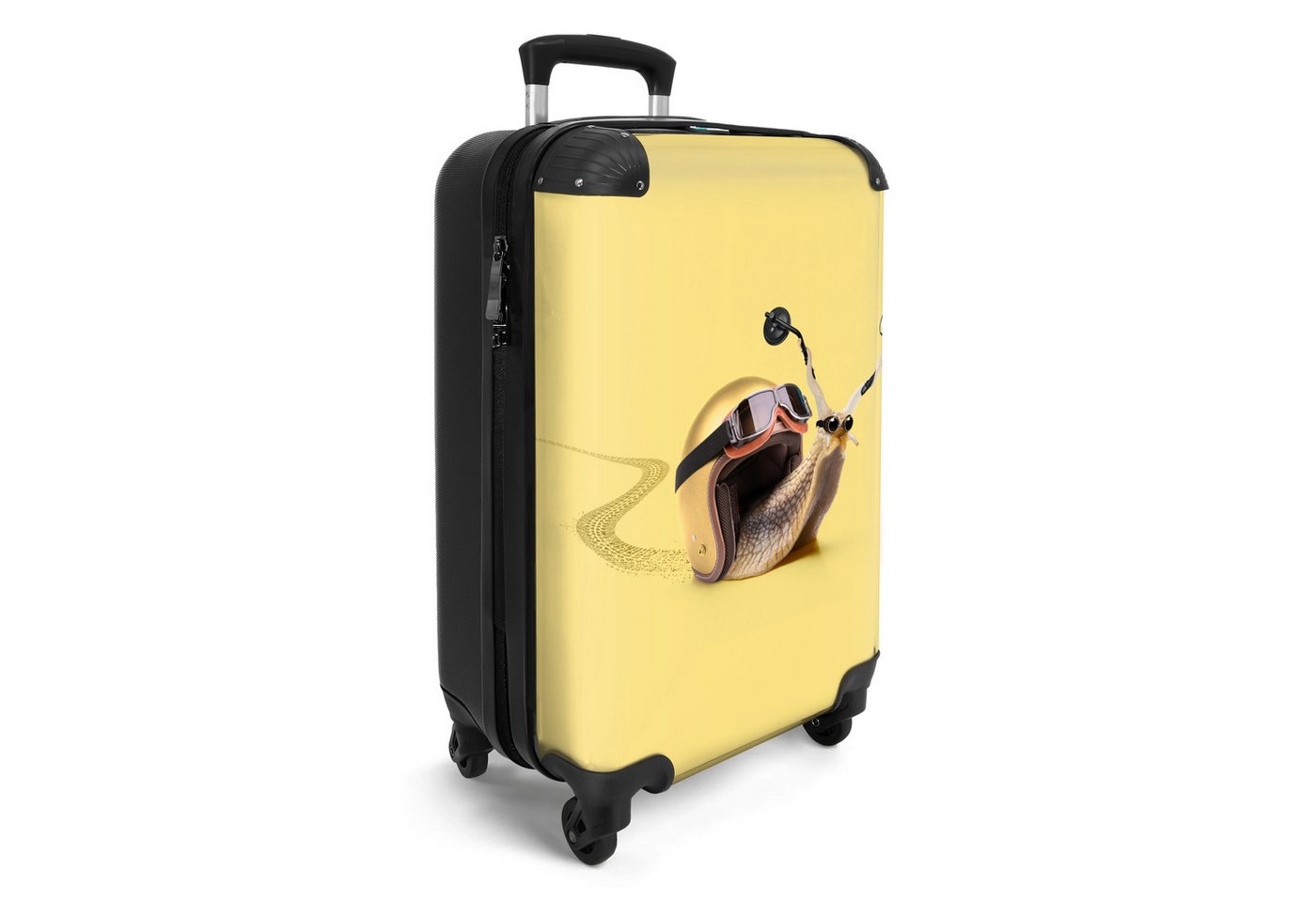NoBoringSuitcases.com© Hartschalen-Trolley Schnecke - Helm - Rennsport - Kinder 55x35x20cm, Handgepäck Koffer, Hartschalenkoffer Kinder, Reisekoffer Jungen Bild 4