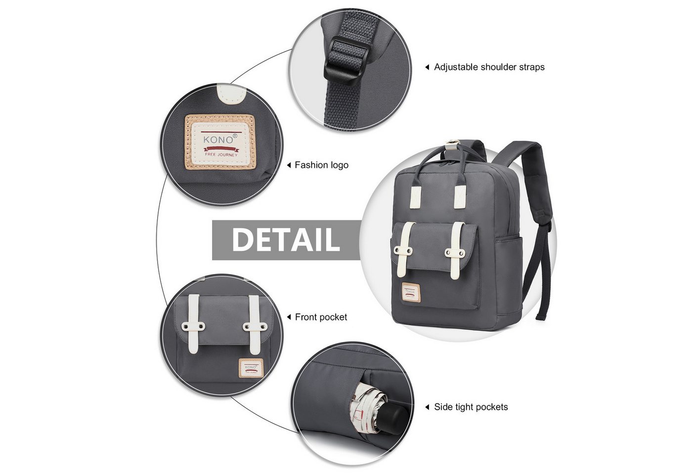 KONO Tagesrucksack Unisex Schulrucksack für Schule, Uni, Reisen & Business Bild 4