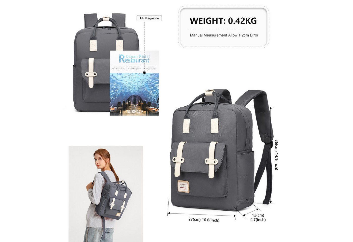 KONO Tagesrucksack Unisex Schulrucksack für Schule, Uni, Reisen & Business Bild 5