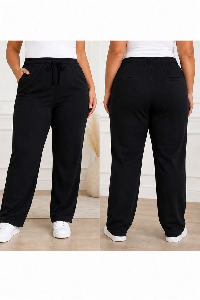 UP2FASHION Jogger Pants Up2Fashion Plus Size Damen Joggpants bequme lange Hose Schwarz 52-54 (Einzelartikel, 1-tlg) Elastischer Komfortbund & lockere Passform Bild 2