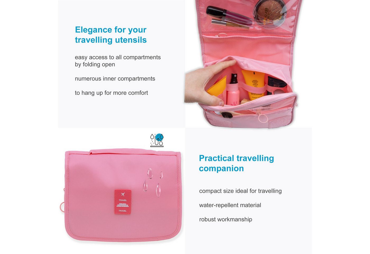 Intirilife Kosmetiktasche (1-tlg), Wasserfeste Kosmetiktasche Wasserabweisende Kultur Reisetasche Bild 5