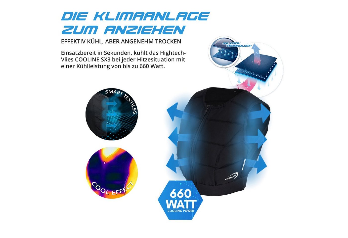 E.COOLINE Funktionsweste Powercool SX3 KühlTankTop - Kühlung durch Aktivierung mit Wasser stundenlange Kühlung nach Aktivierung mit Wasser
