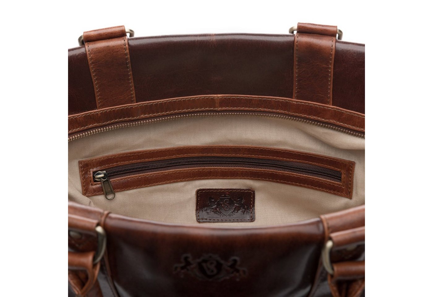 SID & VAIN Reisetasche echt Leder Weekender groß Ledertasche tan AUSTIN, Echtleder Reisegepäck für Damen & Herren, Sporttasche XL Hellbraun Bild 5