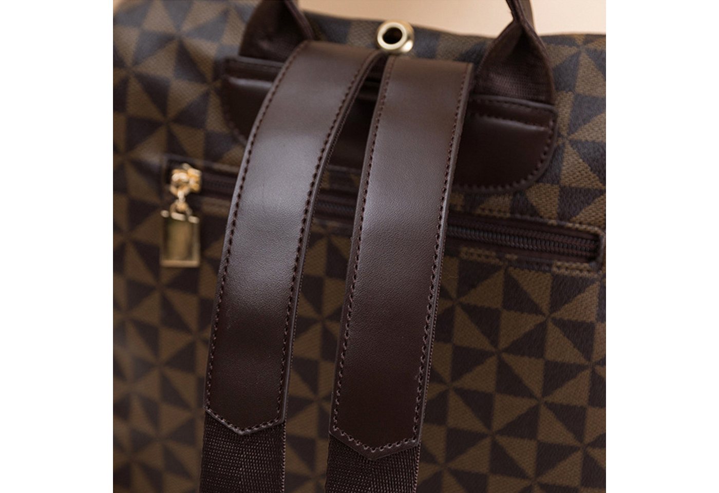 REDOM Rucksack Handtasche Freizeitrucksack Umhängetasche (32x32x14 cm Lederrucksäcke mit 20x11 cm Handtasche Kunstleder, 2-tlg., Schultertasche, Schule Rucksack, Notebook Laptop Tasche, Vintage), für Damen Freizeit Arbeit Business Reisen Bild 5