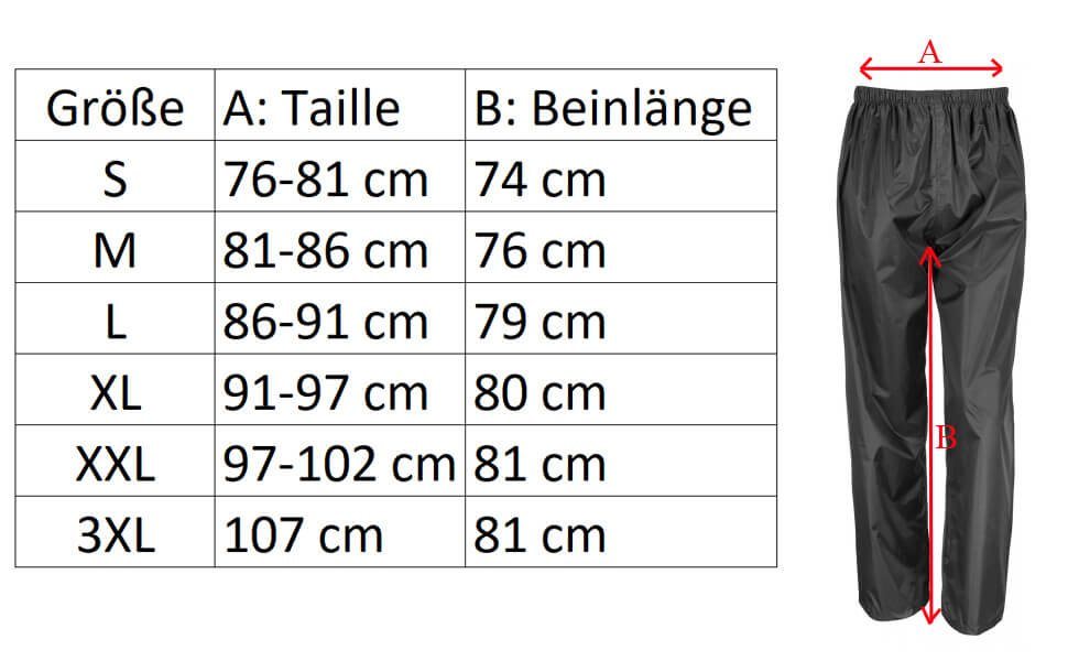 tomBrook Regenhose Unisex Regenbundhose R226X Unifarben - Regenüberhose Fahrradhose Wind- & wasserdicht 2000 mm, Nähte versiegelt, Elastischer Taillenbund