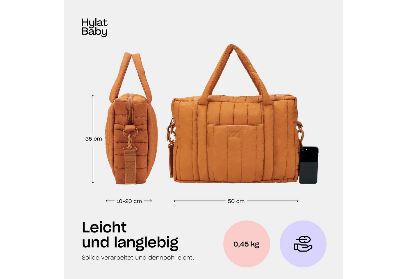 Hylat Baby Wickeltasche Wickeltasche - gesteppte Tasche für Windeln und Kindersachen - Braun (1-tlg), Gesteppte Tasche für Windeln und Kindersachen - Braun Bild 3