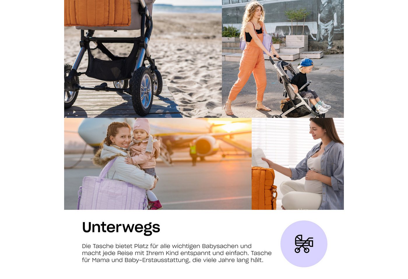 Hylat Baby Wickeltasche Wickeltasche - gesteppte Tasche für Windeln und Kindersachen - Braun (1-tlg), Gesteppte Tasche für Windeln und Kindersachen - Braun Bild 5