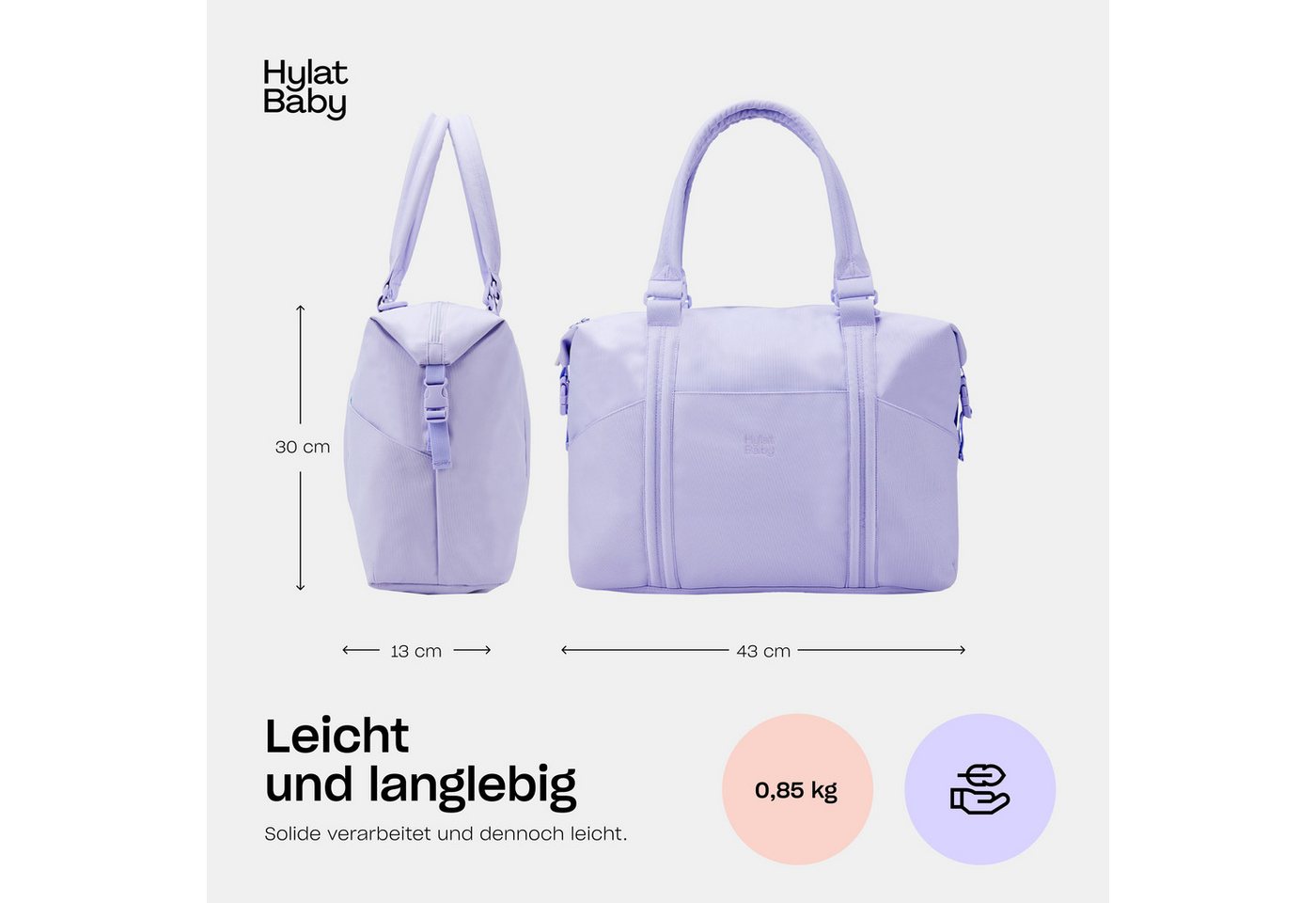 Hylat Baby Wickeltasche Wickeltasche - gesteppte Tasche für Windeln und Kindersachen - Lila (1-tlg), Gesteppte Tasche für Windeln und Kindersachen - Lila Bild 5