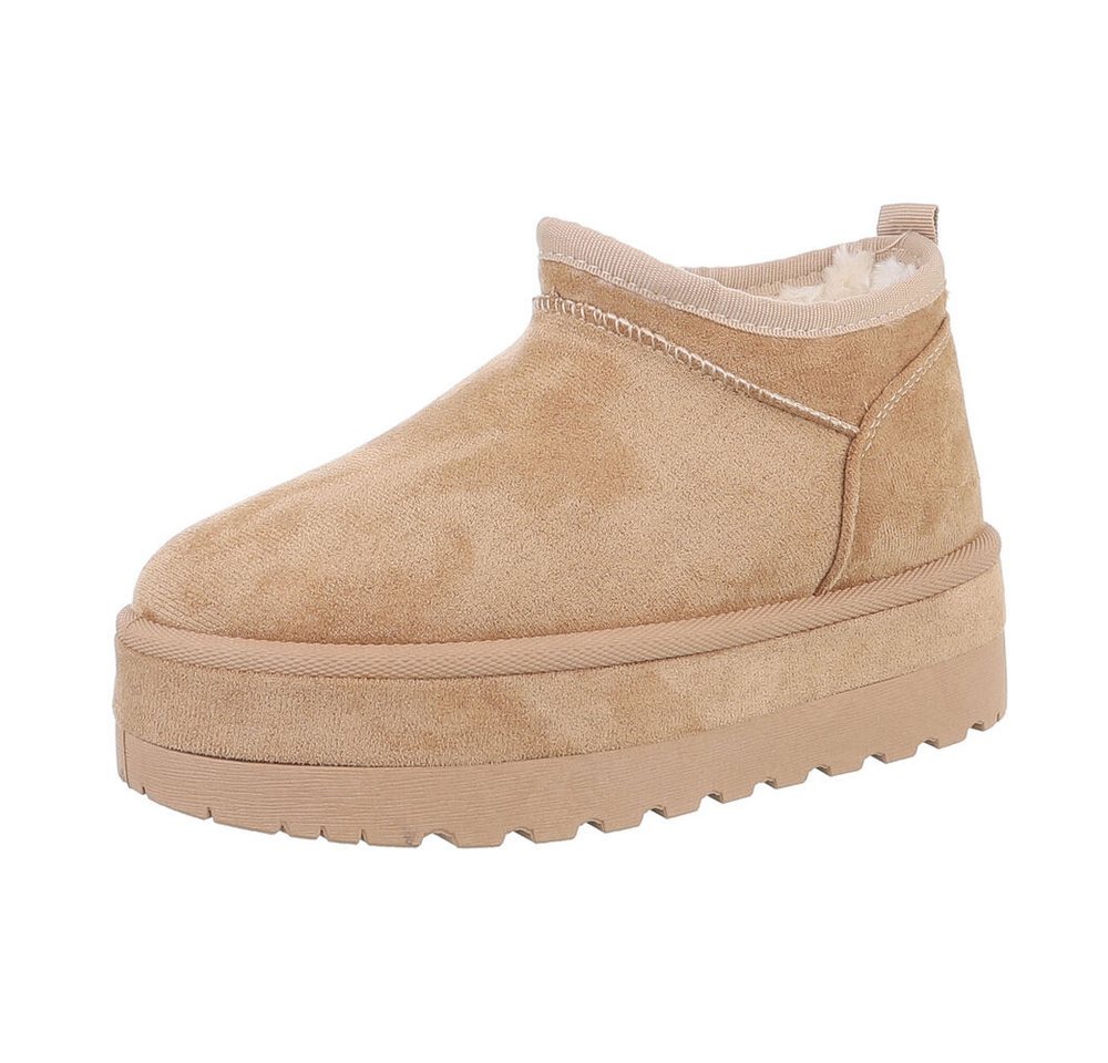 Ital-Design Damen Snowboots Freizeit Snowboots (87451893) Flach Stiefeletten in Hellbraun Bild 4