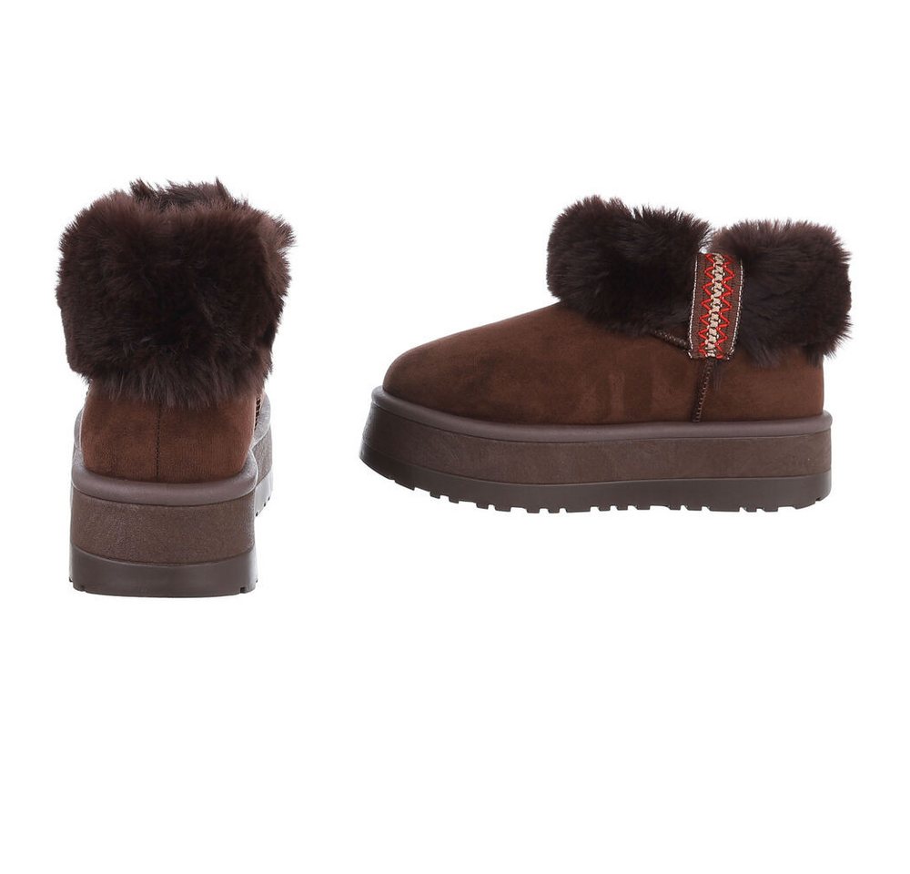 Ital-Design Damen Snowboots Freizeit Snowboots (87451998) Flach Stiefeletten in Braun Bild 4