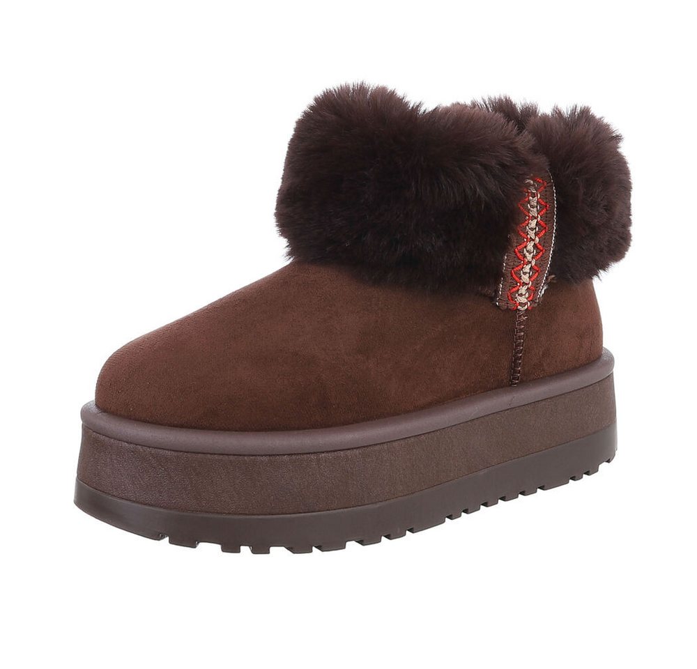 Ital-Design Damen Snowboots Freizeit Snowboots (87451998) Flach Stiefeletten in Braun Bild 5