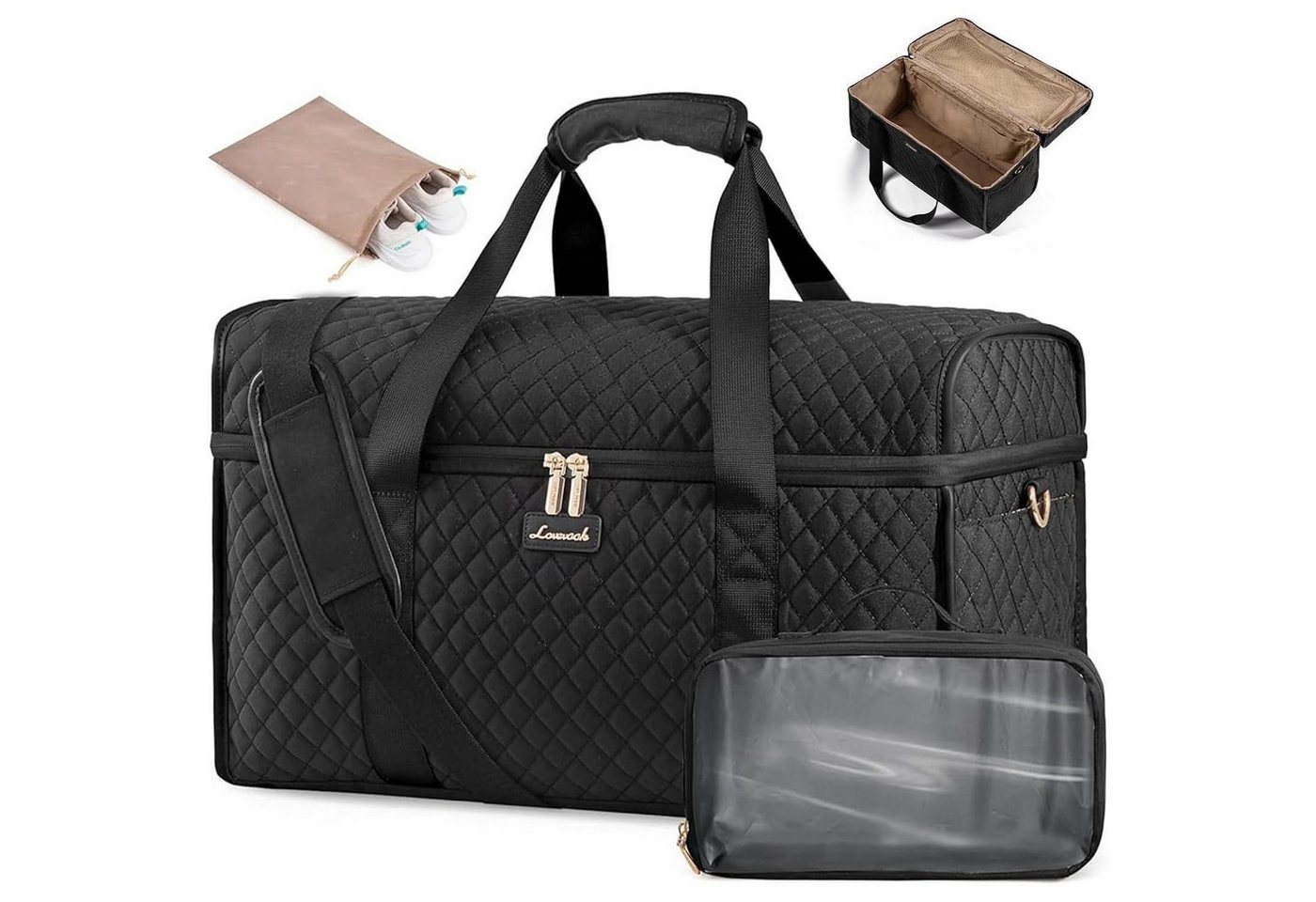 LuxusKollektion Weekender Reisetasche Damen Große Öffnung Schwarz Wasserdicht Krankenhaustasche Bild 5