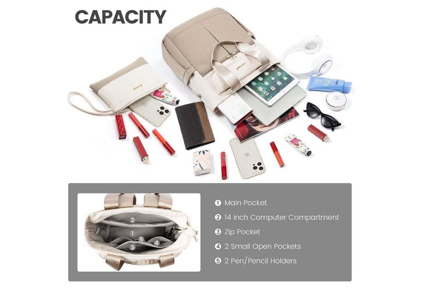 LuxusKollektion Cityrucksack Rucksack Damen Klein Cityrucksack Handtasche 2 in 1 Rucksacktasche Bild 3