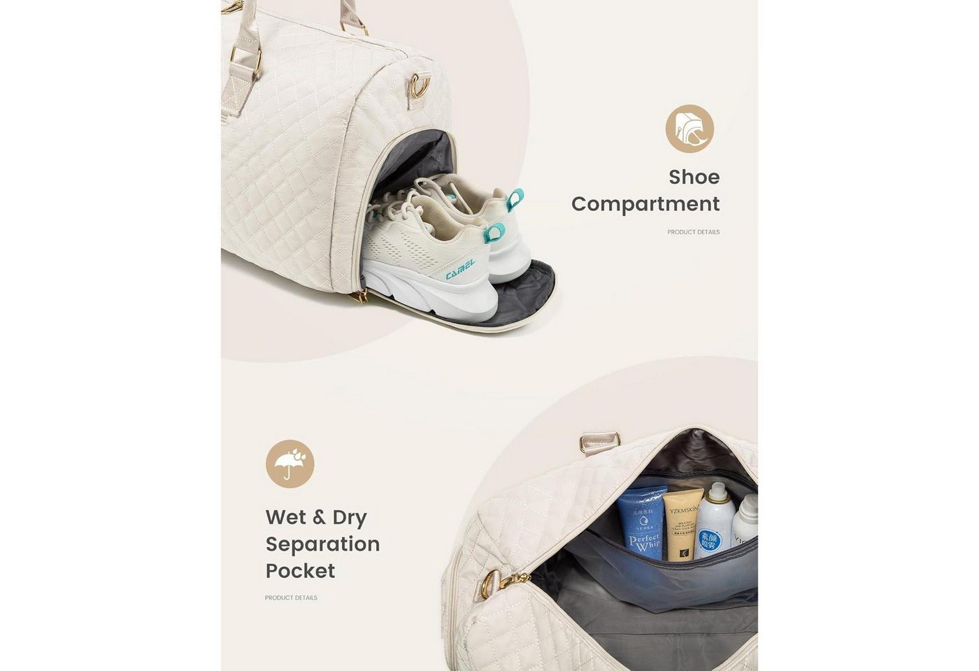 LuxusKollektion Reisetasche Sporttasche Weekender Damen mit Schuhfach Bild 5