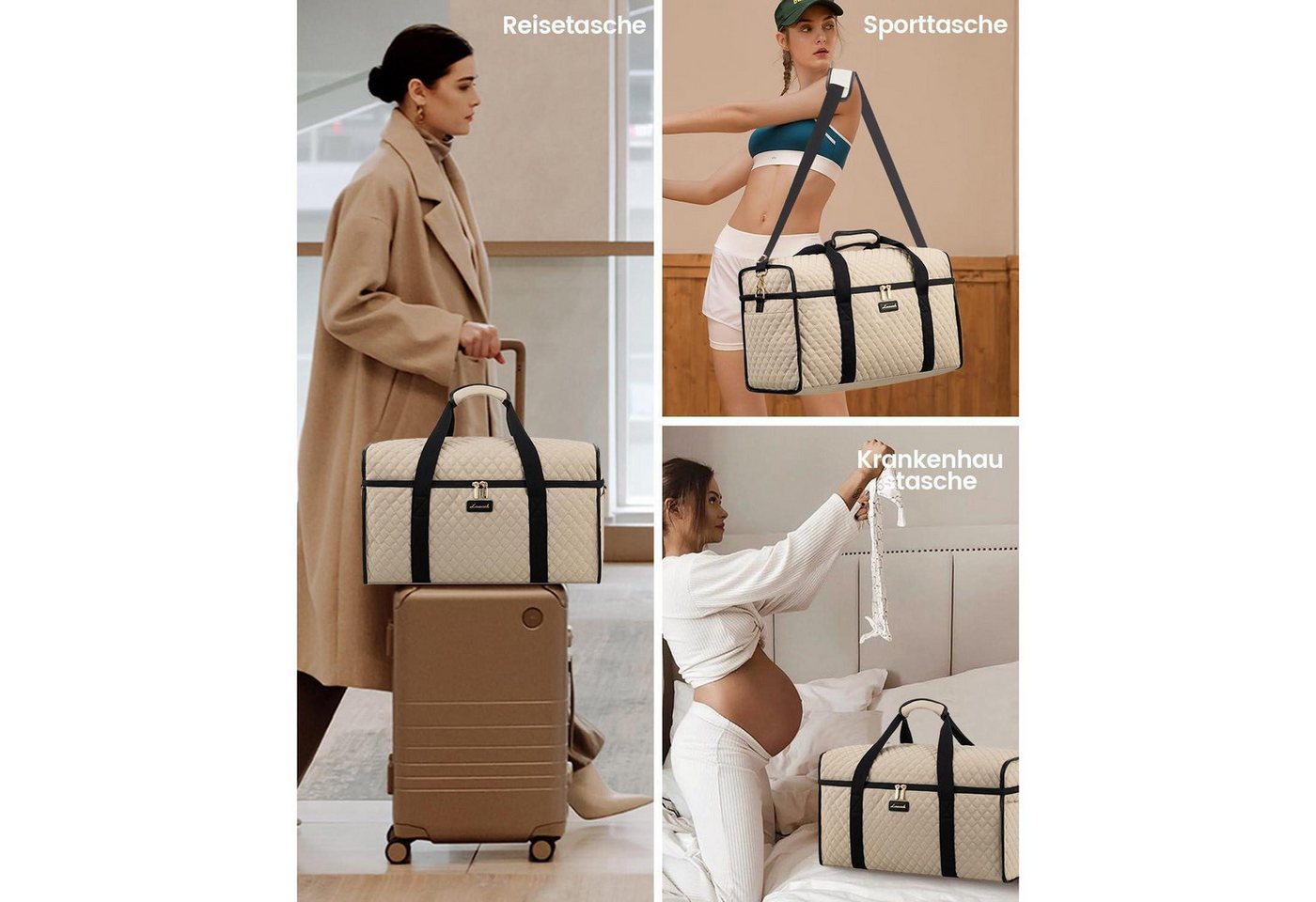 LuxusKollektion Weekender Reisetasche Weekender Damen Groß Wasserdicht Handgepäck Flugzeug Sport Bild 2